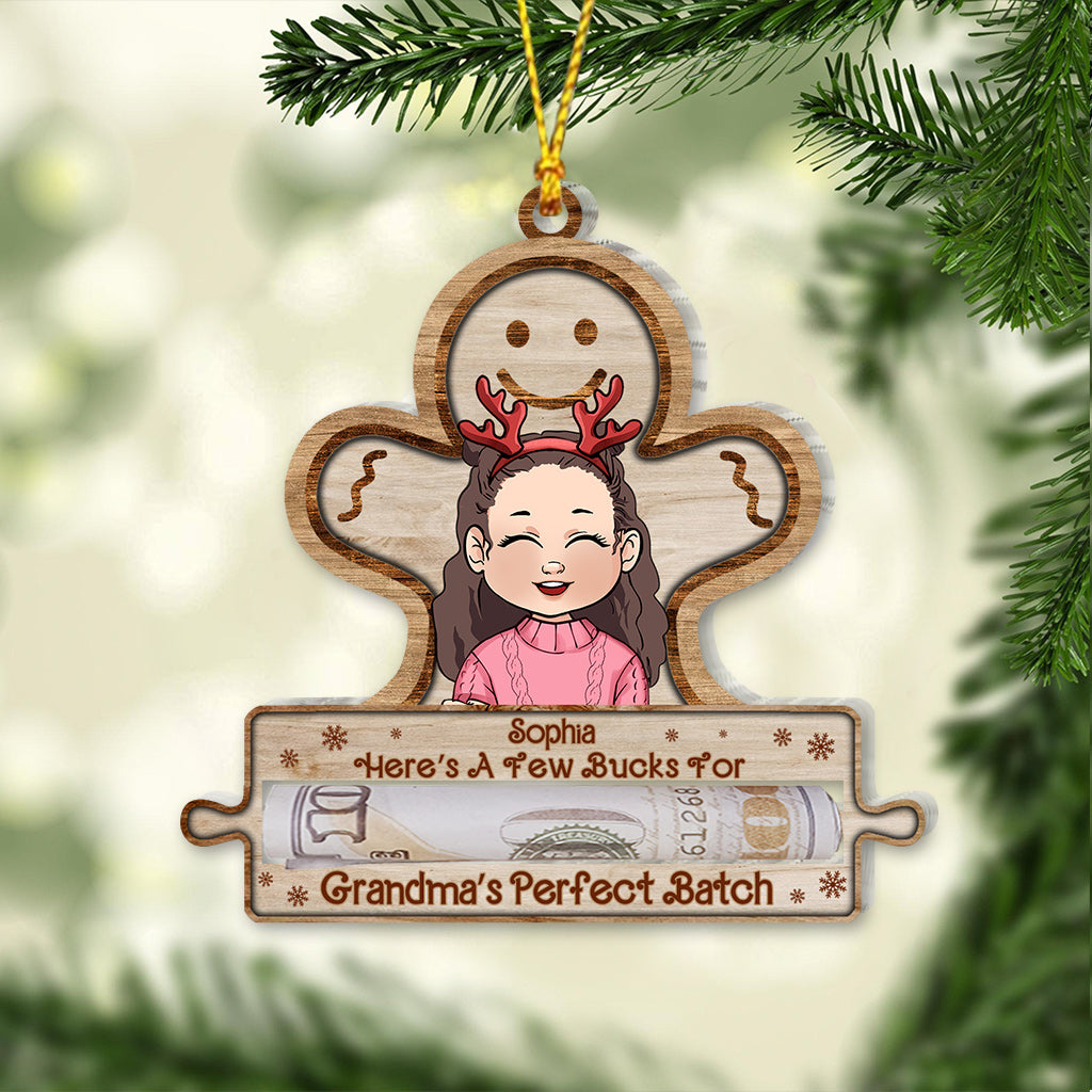 Here's A Few Bucks For Grandma's Perfect Batch - Gift for grandma, granddaughter, grandson, son, daughter - Personalized Ornament