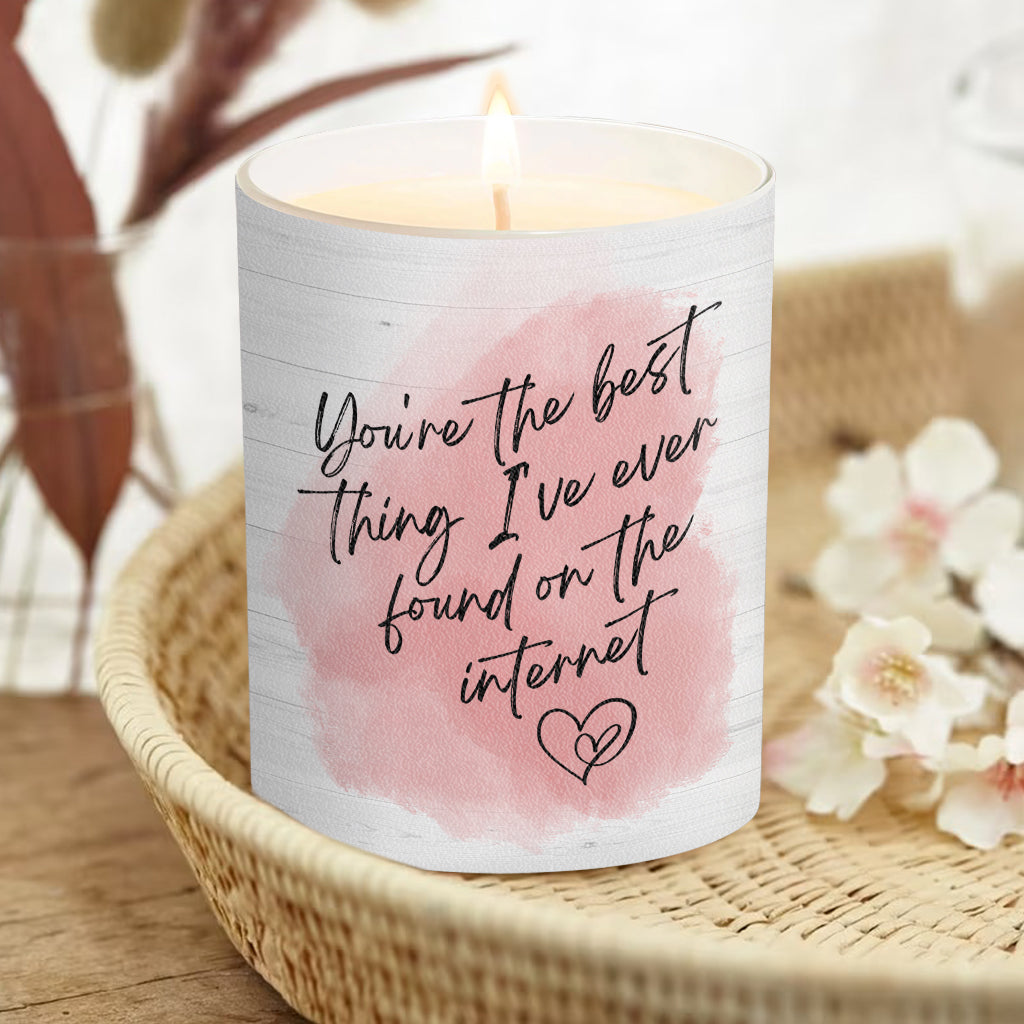 Best Thing On the Internet - Personalized Husband And Wife Candle With Wooden Lid