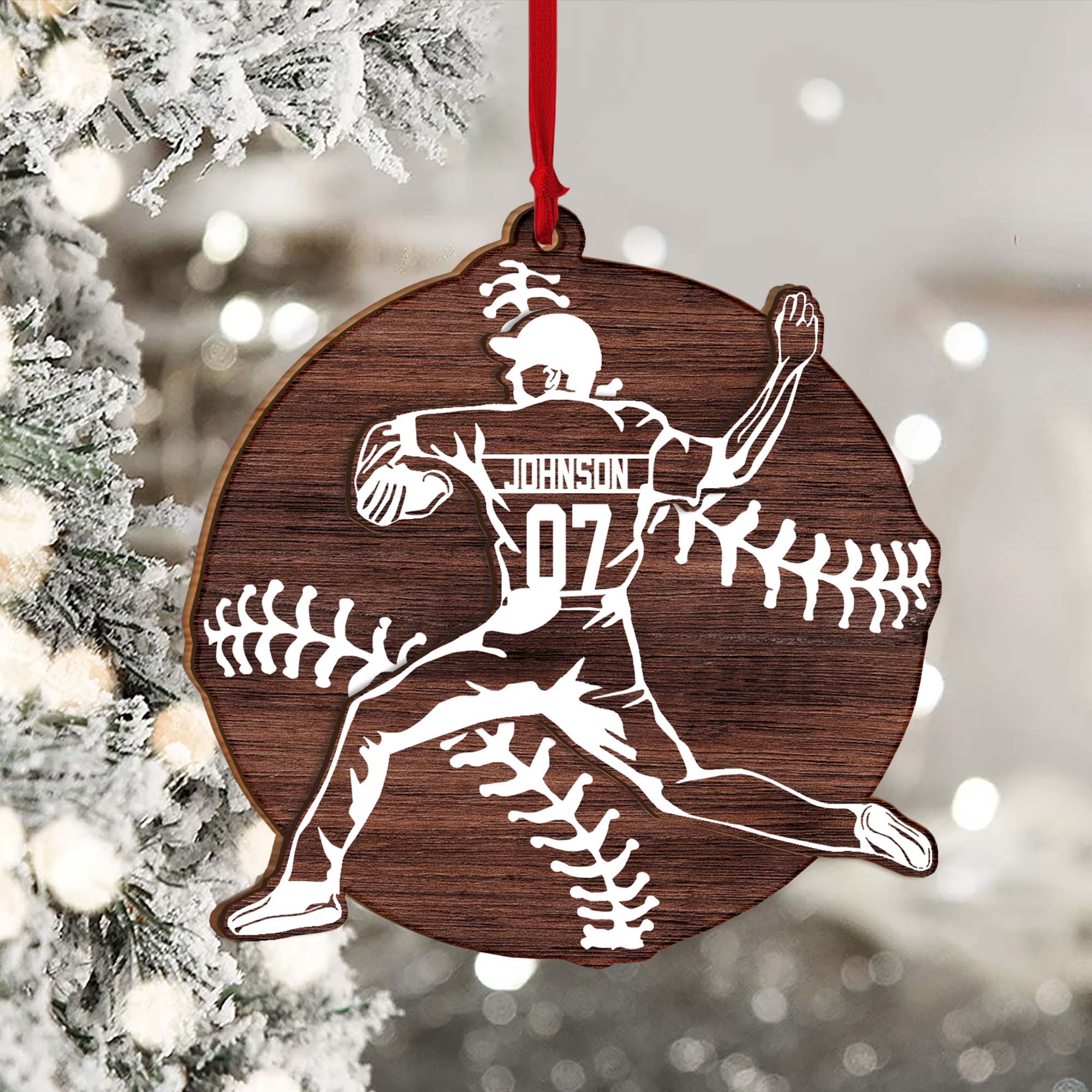 Baseball Season - Personalized Baseball 2 Layered Piece Ornament