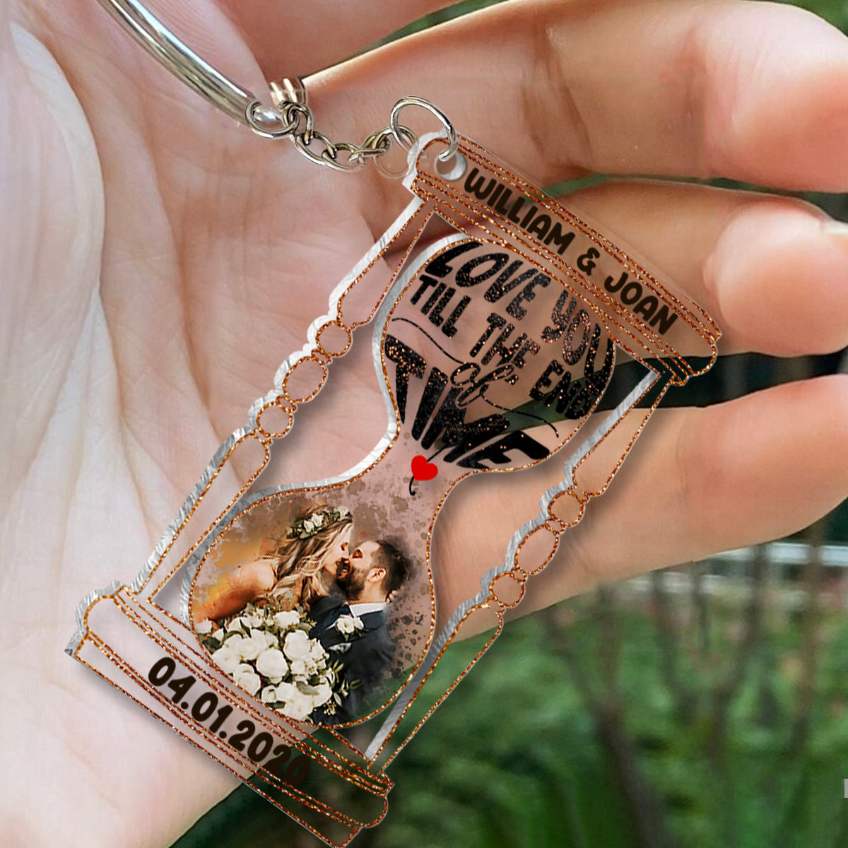 Till The End Of Time - Personalized Husband And Wife Keychain