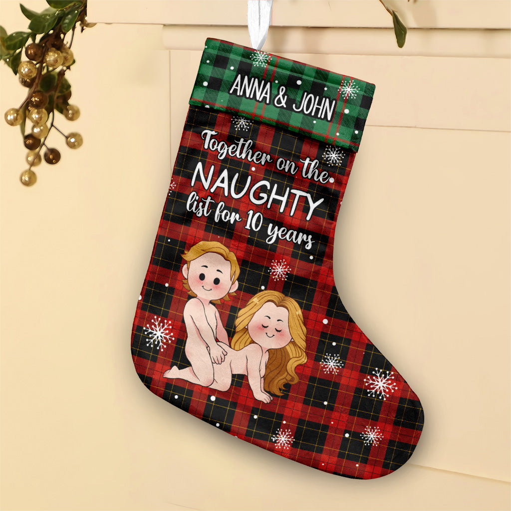 Together On The Naughty List - Personalized Couple Christmas Stockings