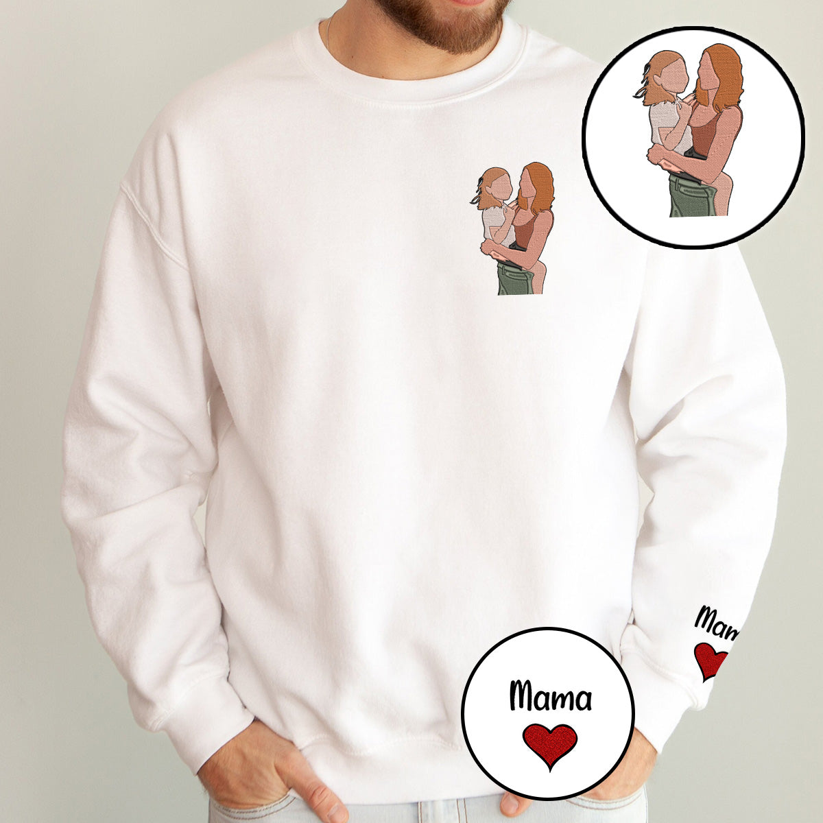 Custom 2D Photo - Personalized Mother Embroidered Sweater