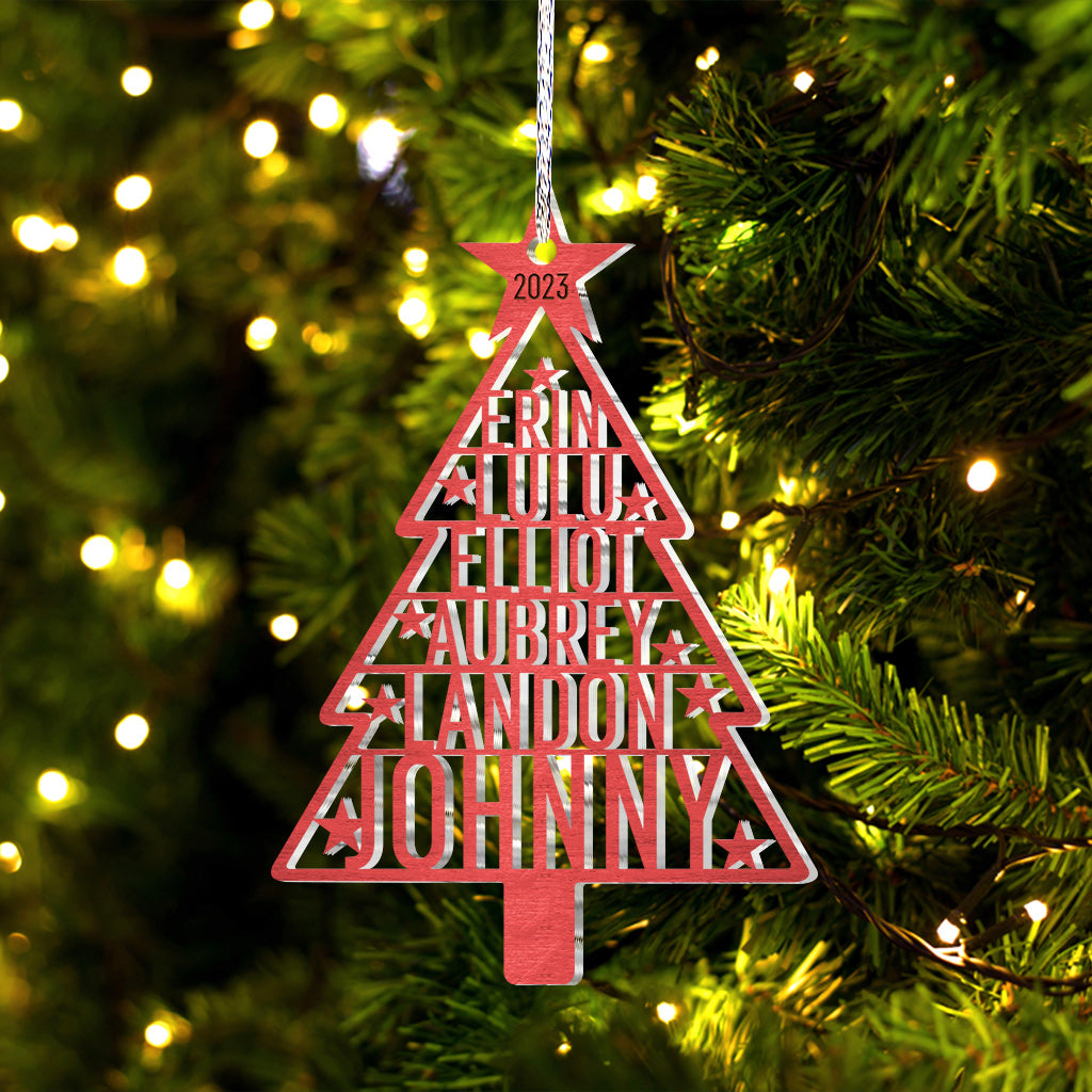 Family Name Christmas Tree - Personalized Family Ornament