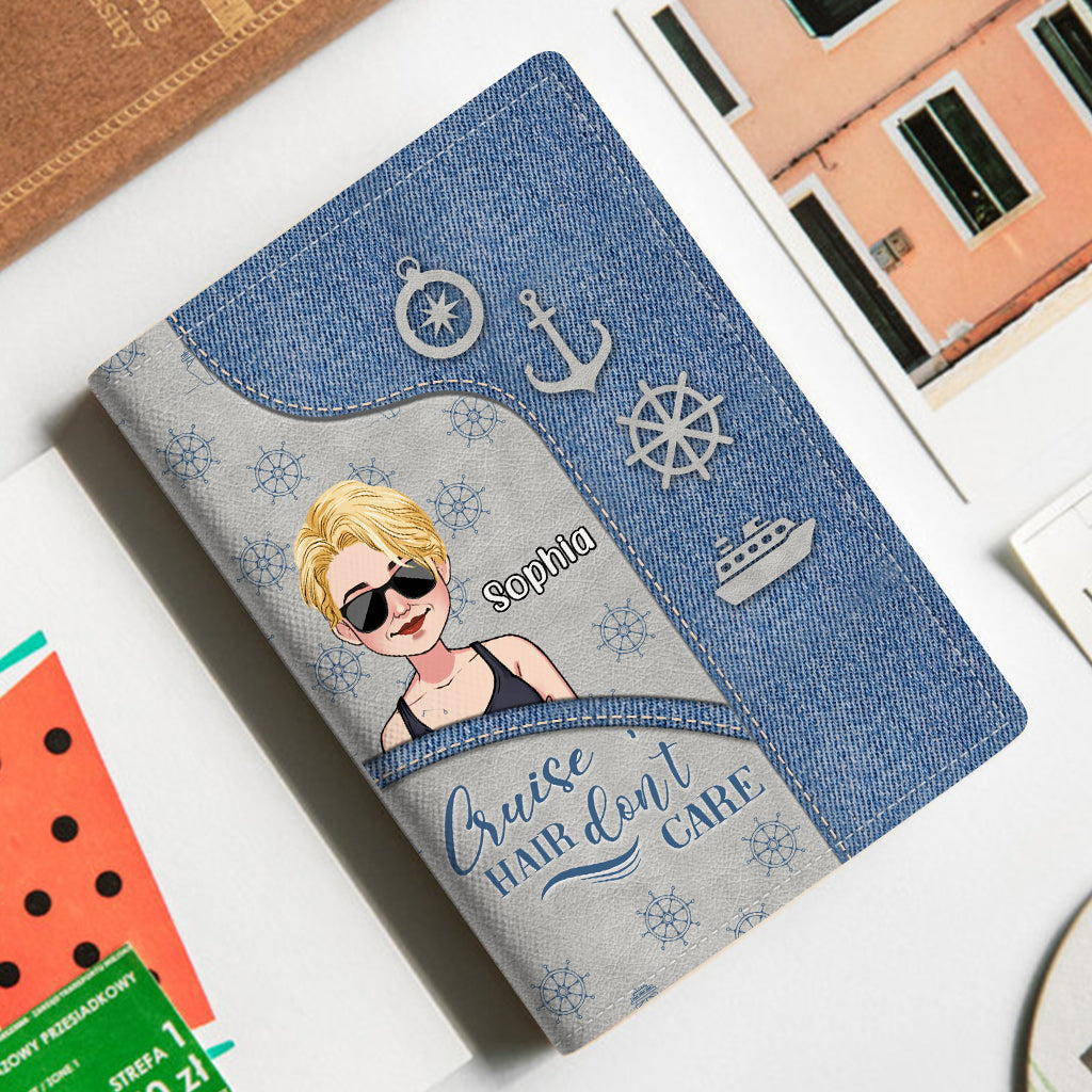 Cruise Hair Don't Care - Personalized Cruising Passport Holder