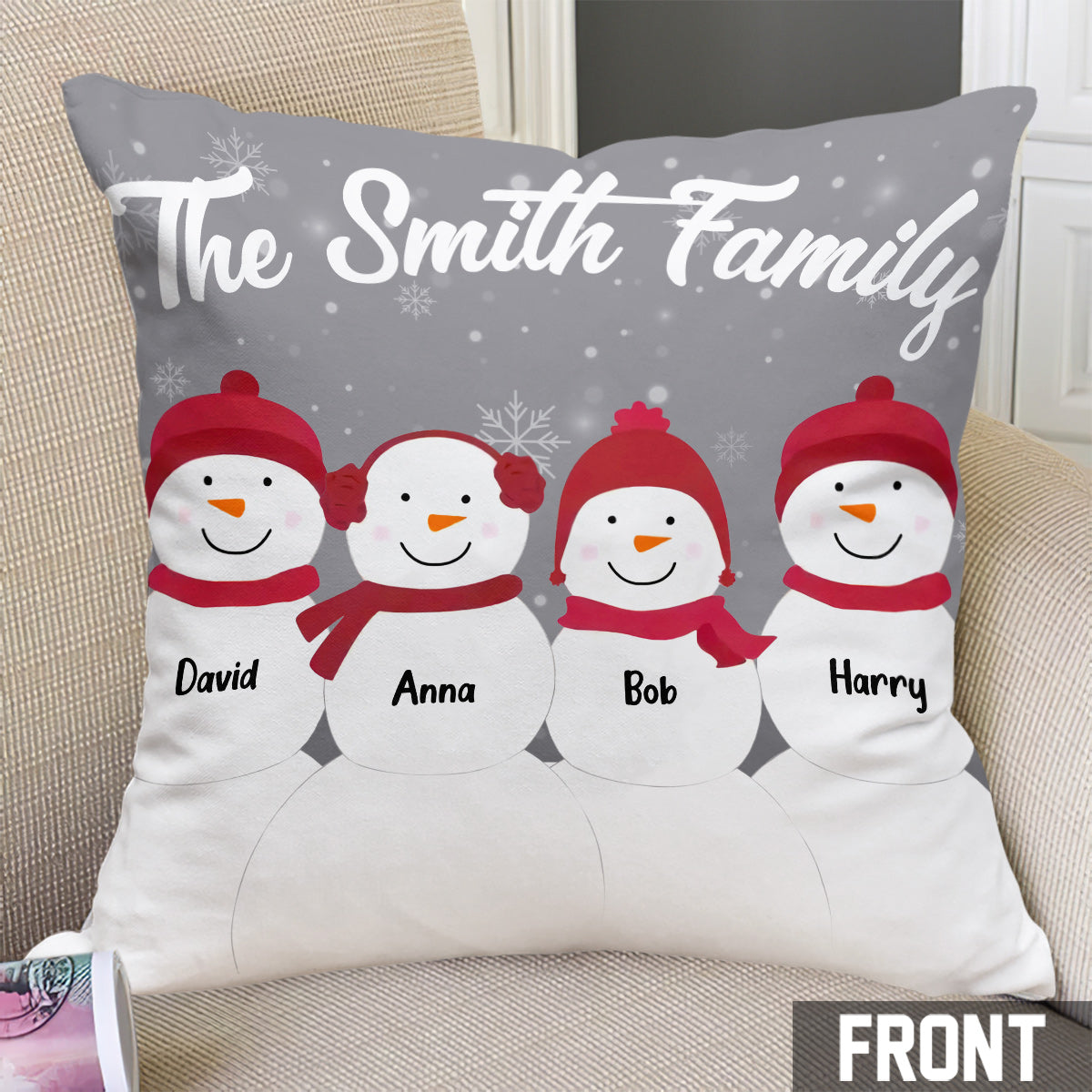 Personalized Family Members Throw Pillow Christmas Gift for The Whole Family Canvas Pillow 12x12in Unifury