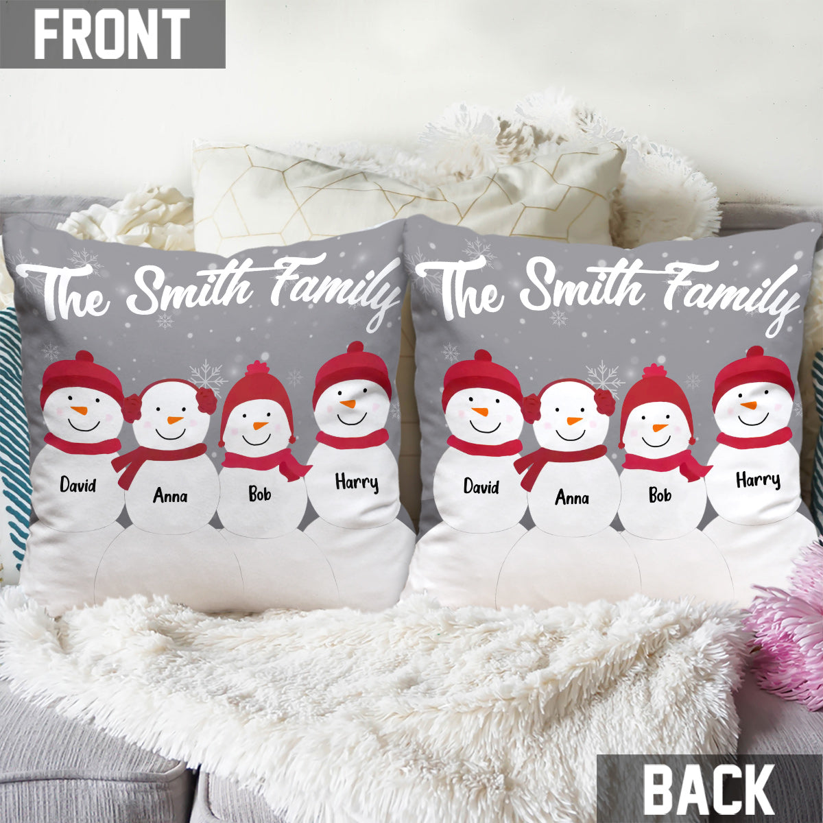 Personalized Family Christmas Pillow