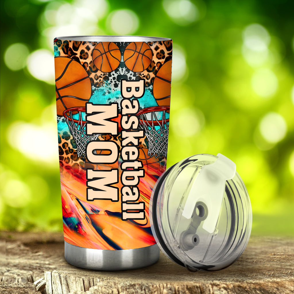 Basketball Mom Leopard - Personalized Basketball Tumbler