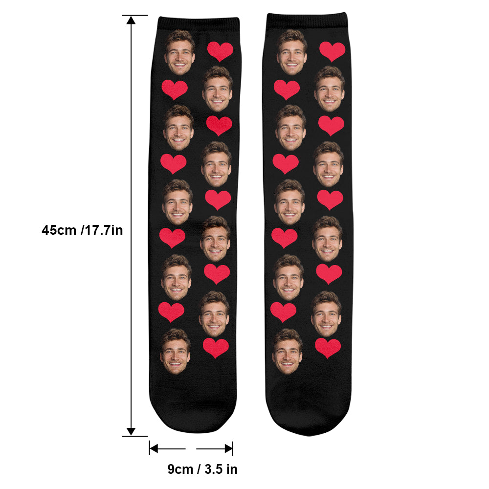 Custom Face Heart Pattern - Personalized Son Socks