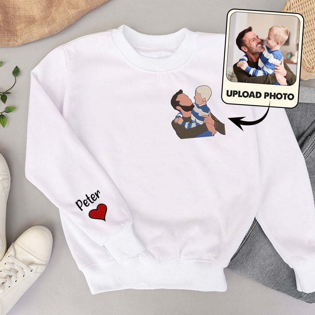 Custom 2D Photo - Personalized Step Dad Embroidered Sweater