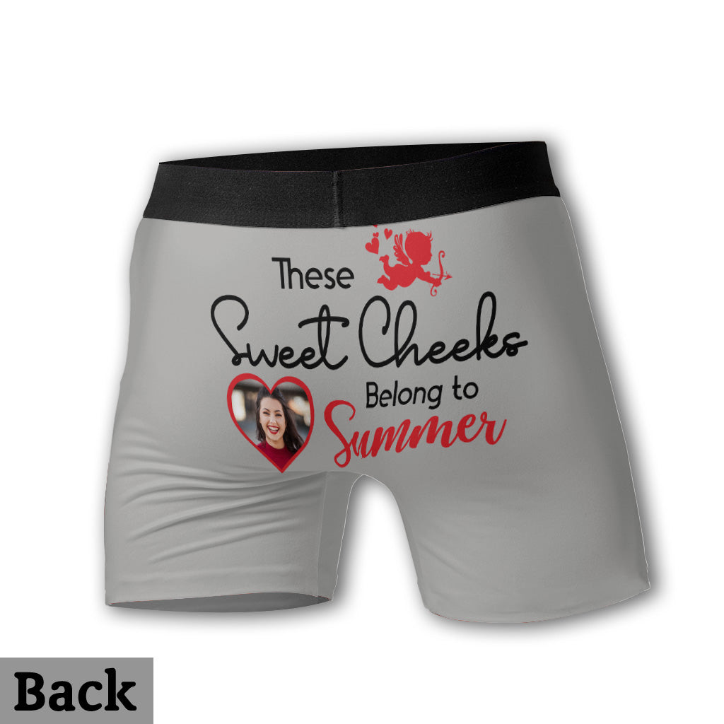 These Sweet Cheeks Belong To Me - Personalized Couple Men's Boxer Briefs