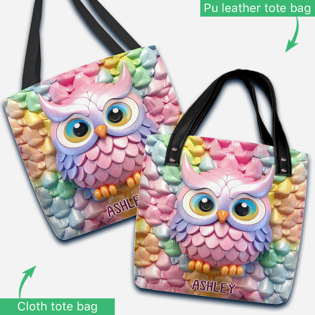 Colorful Owl - Personalized Owl Tote Bag