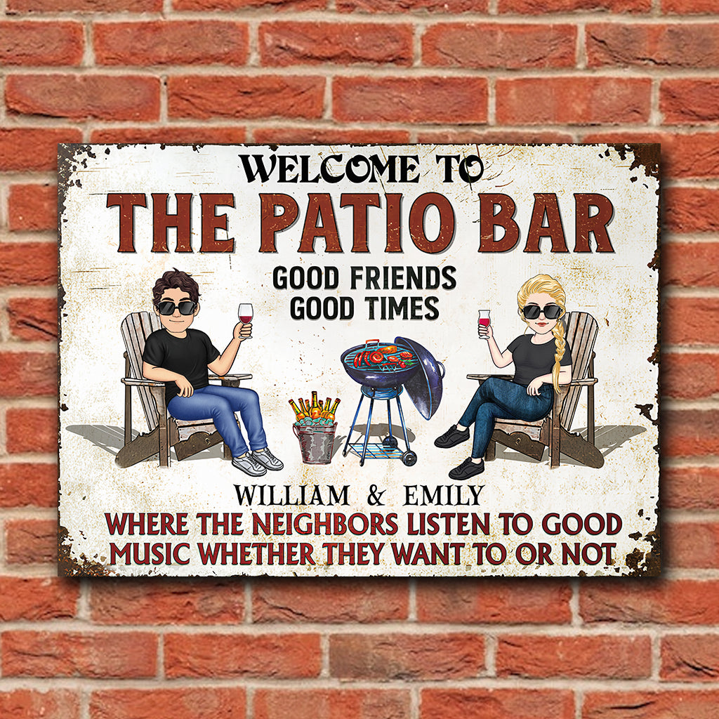 Welcome To The Patio Bar - Personalized Backyard Rectangle Metal Sign