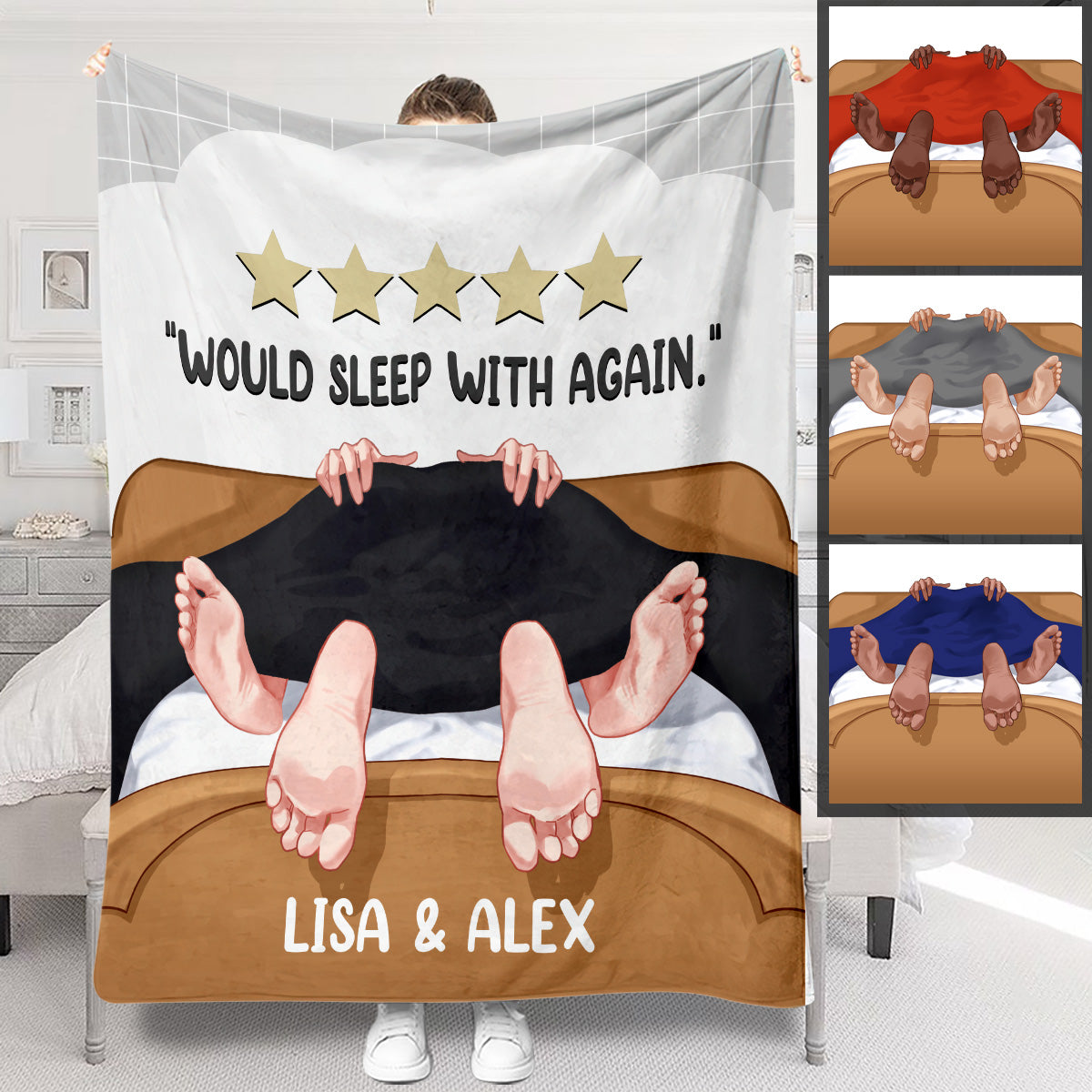 Would Sleep With Again - Personalized Couple Blanket