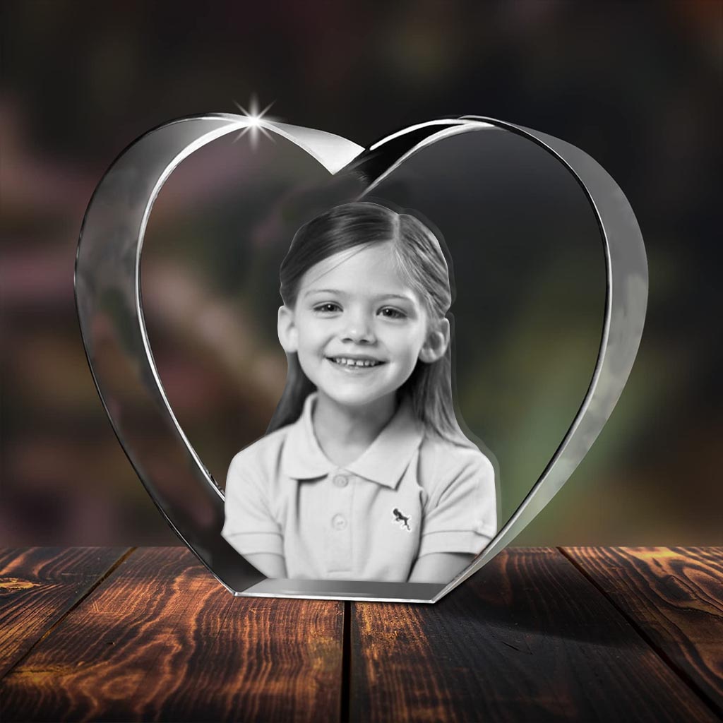 Custom Photo - Personalized Daughter Laser Engraving 3D Heart Shaped Crystal Lamp