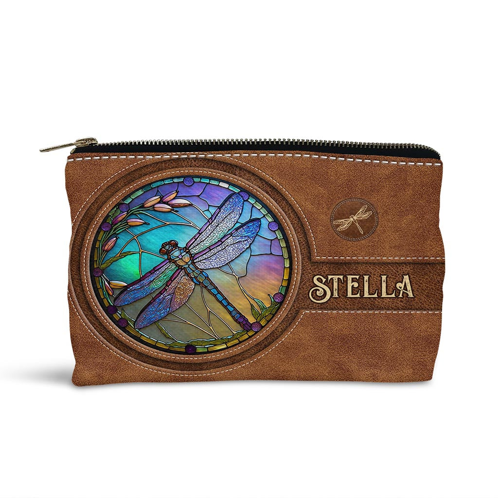 Stained Glass Dragonfly - Personalized Dragonfly Pouch