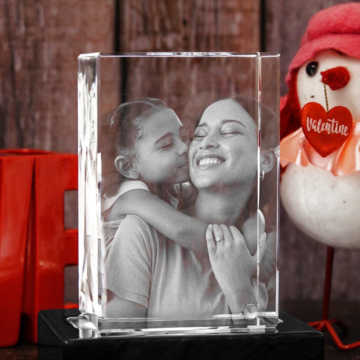 The Bonus Mom - Gift for Step Mom - Personalized Laser Engraving 3D Cuboid Shaped Crystal Lamp