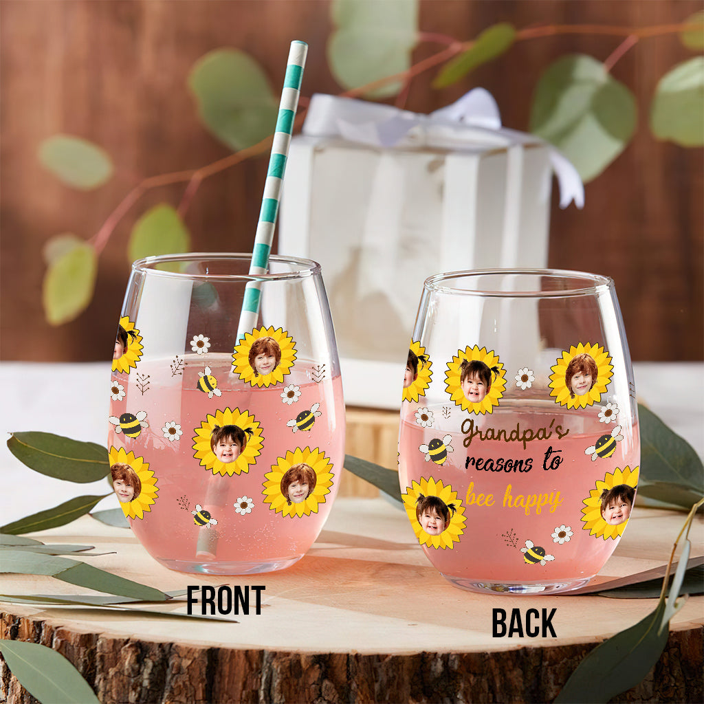 Nana's Reasons - Gift for grandma, mom, grandpa, dad - Personalized All Over Wine Glass