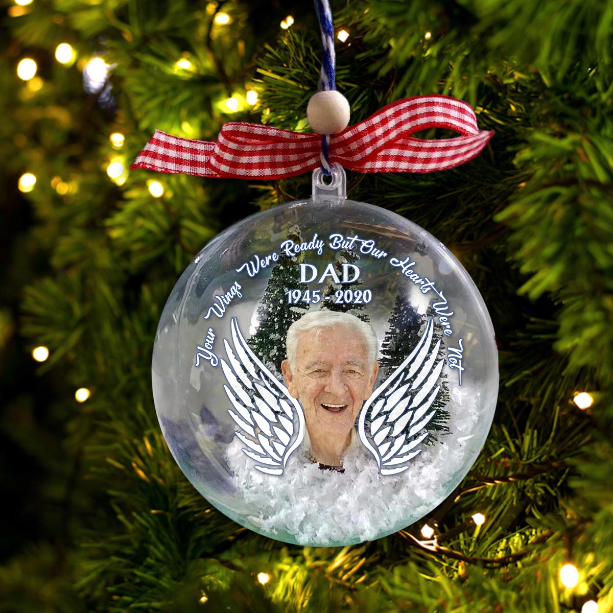 Your Wings Were Ready - Memorial gift for loss of - Personalized Snow Globe Ornament