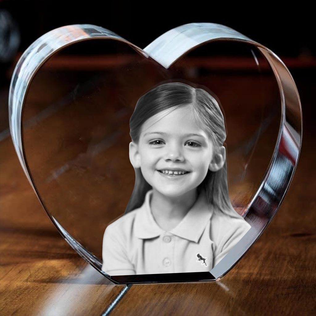 Custom Photo - Personalized Daughter Laser Engraving 3D Heart Shaped Crystal Lamp