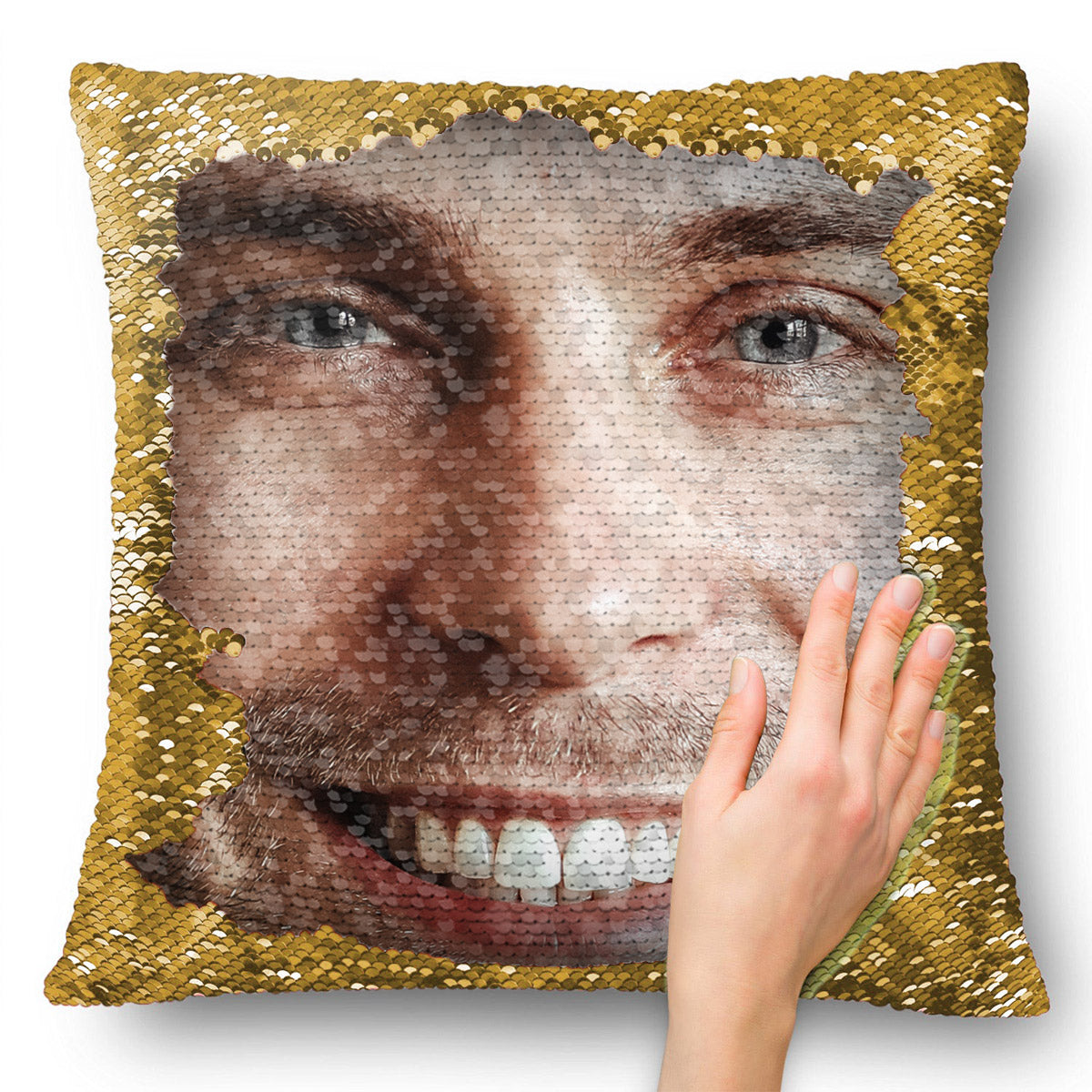 Funny Custom Face Sequin Pillow - Gift for husband, wife, boyfriend, girlfriend - Personalized Sequin Pillow Cover