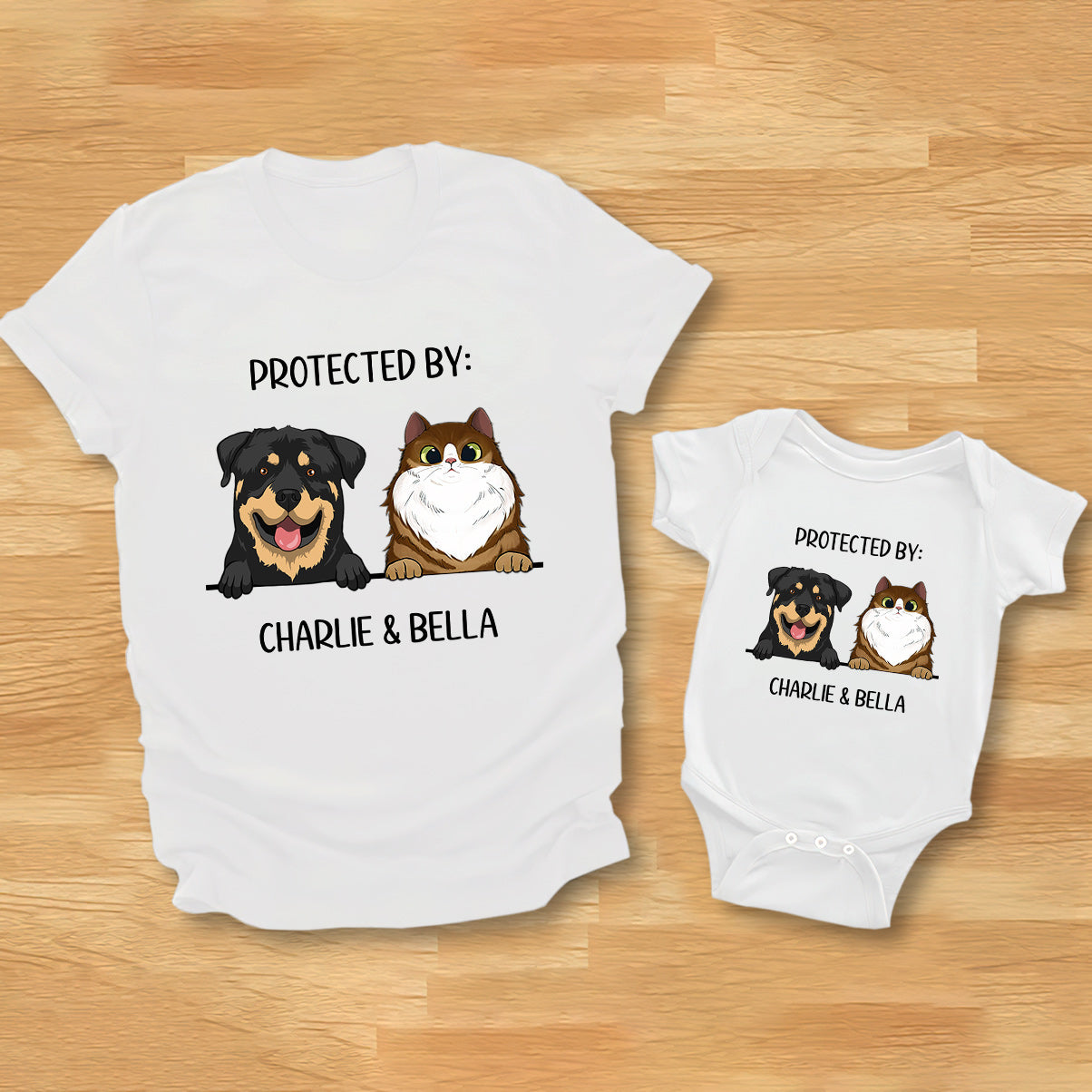 Baby Protected By - Personalized Dog Baby Onesie