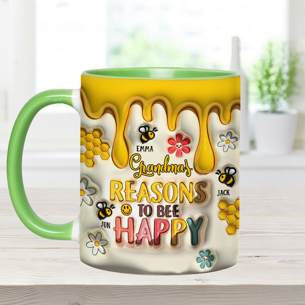 Grandma’s Reasons To Bee Happy - Gift for grandma - Personalized Accent Mug