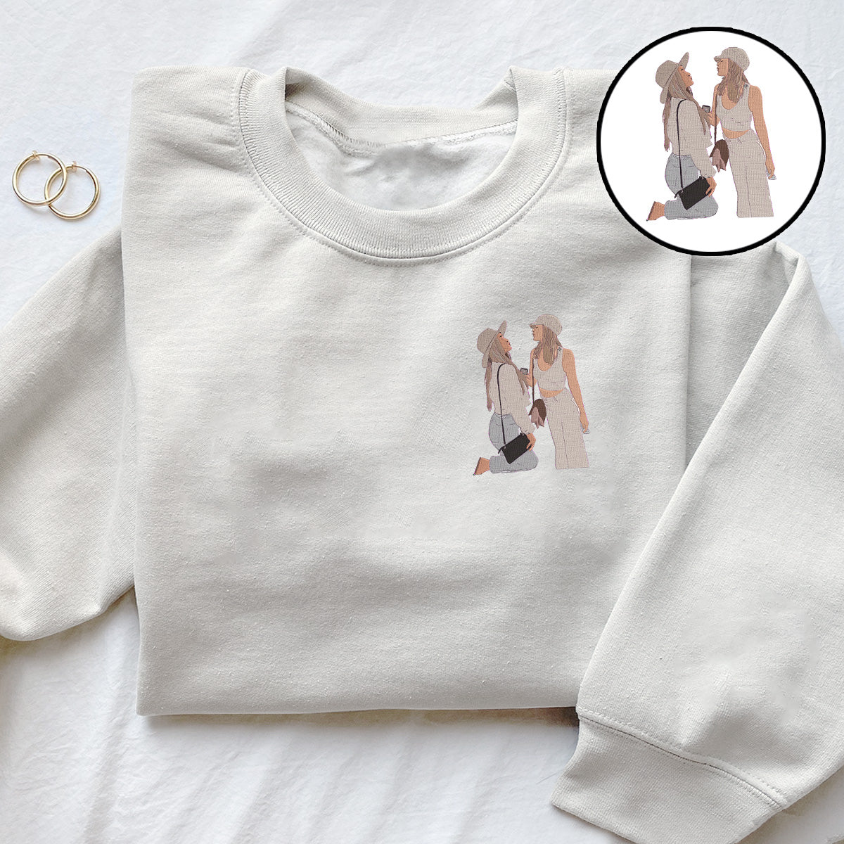 Custom 2D Photo - Personalized Bestie Embroidered Sweater