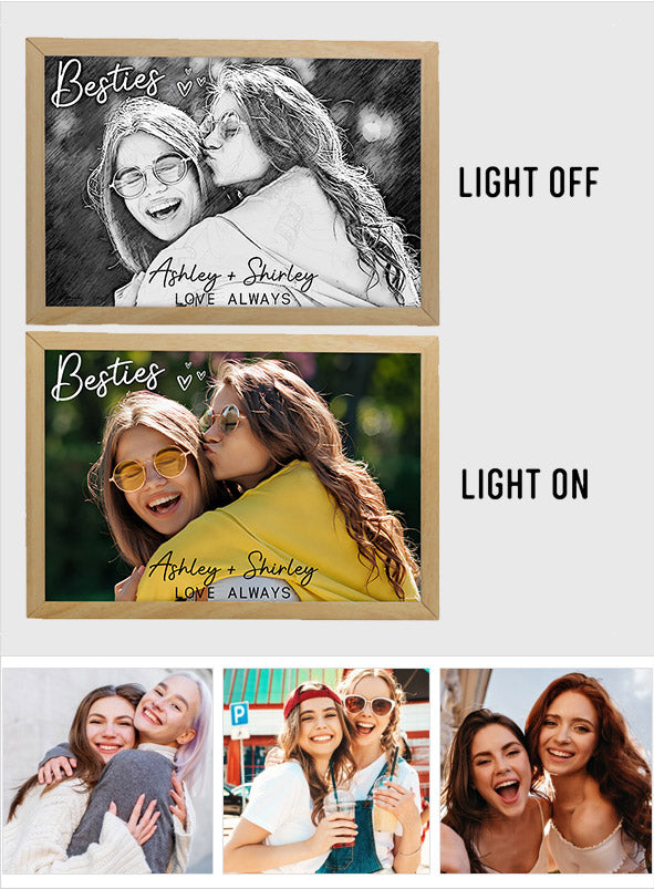 Besties Love Always - Personalized Bestie Light Photo Frame