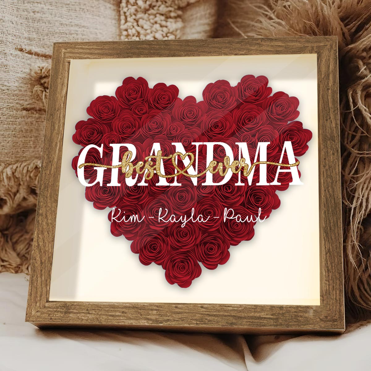 Discover Best Grandma Ever - Custom Gift For Family Members Flower Frame Box