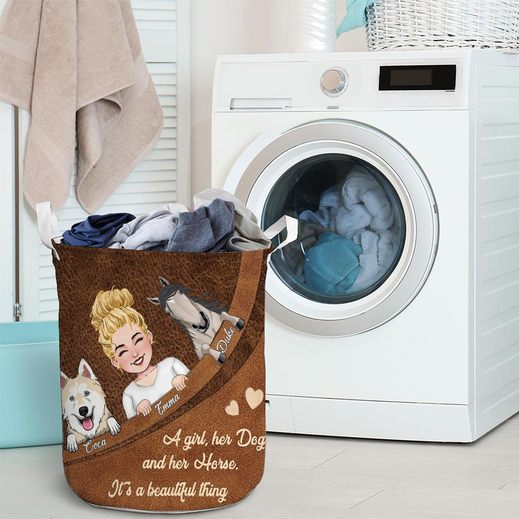 What A Beautiful Thing - Horse gift for dog lover, cat lover - Personalized Laundry Basket