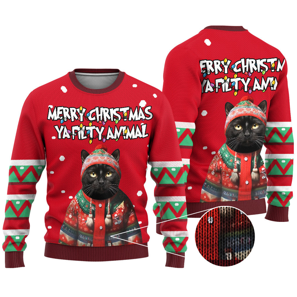 Merry Christmas Ya Filty Anima - Personalized Dog Ugly Sweater