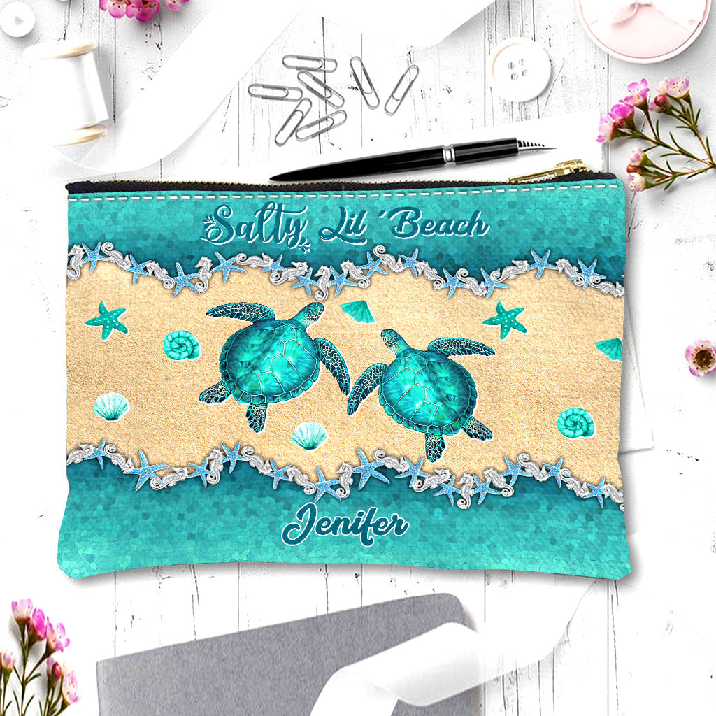 Discover Salty Lil' Beach - Personalized Turtle Makeup Bag
