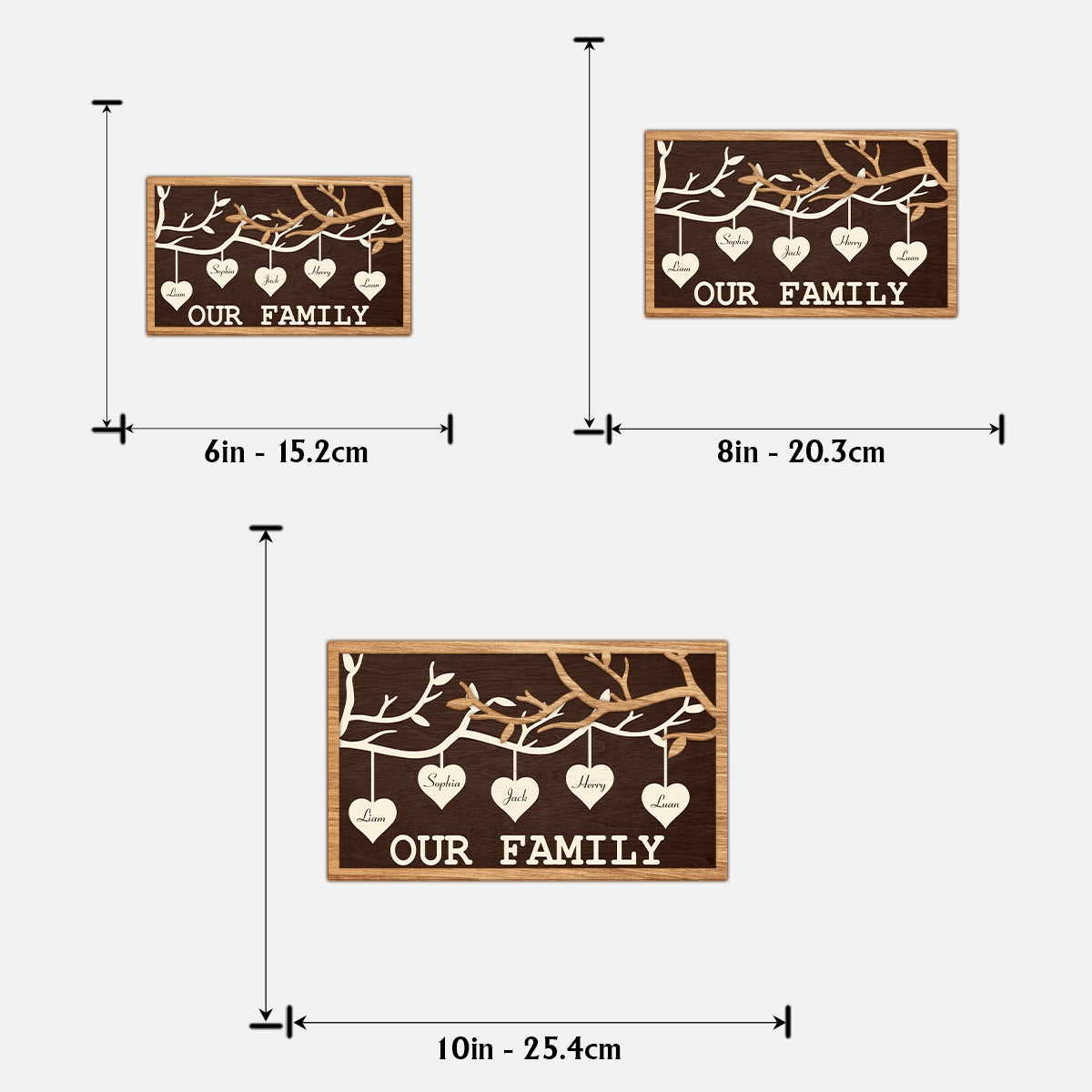 Family Tree Hanging - Personalized Family 2 Layered Wood Sign / Wood Plaque