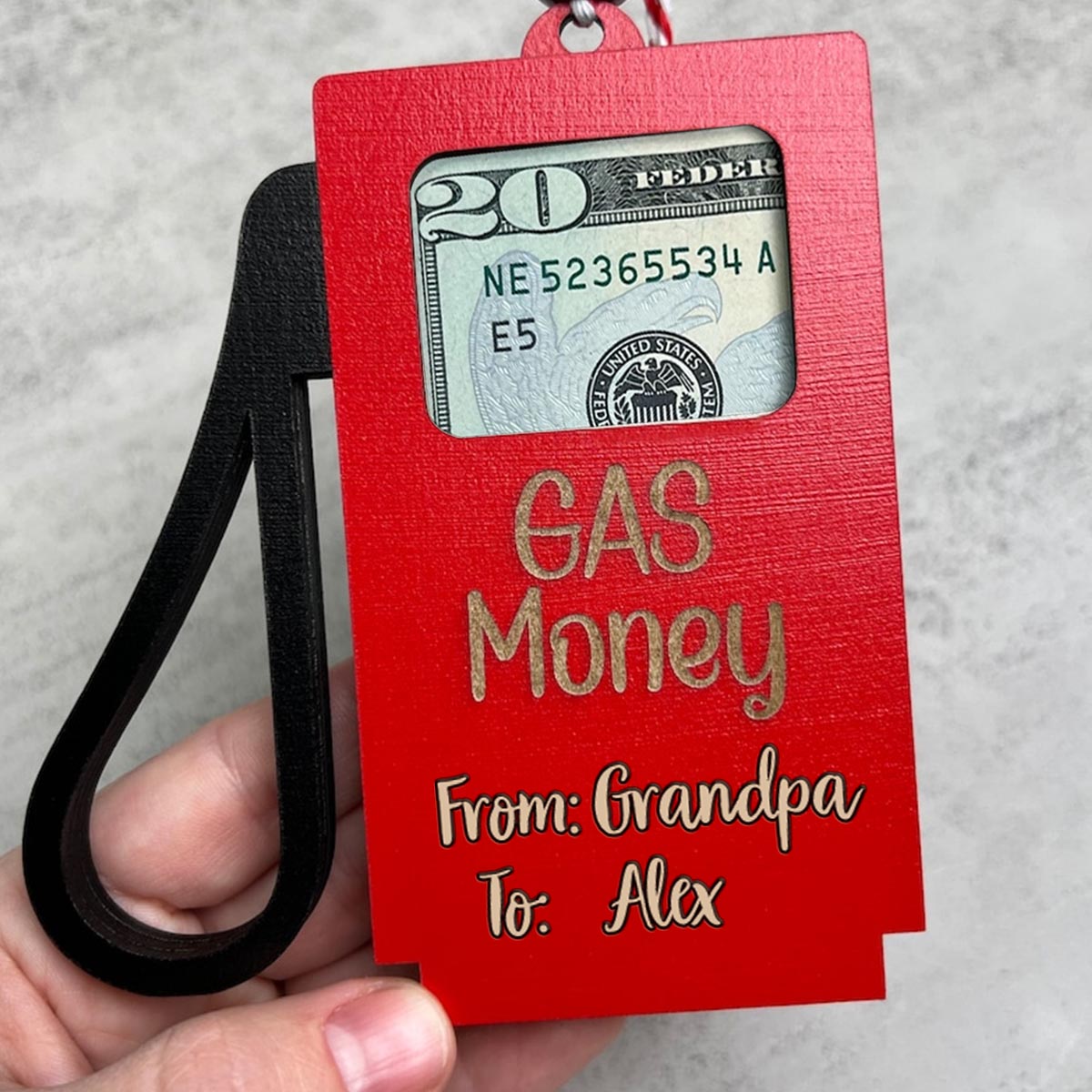 Gas Money - Kid gift for him, boyfriend, husband - Personalized Gift Card Holder/ Money Ornament