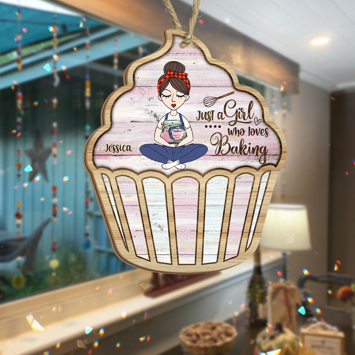 Just A Girl Who Loves Baking - Personalized Baking Suncatcher