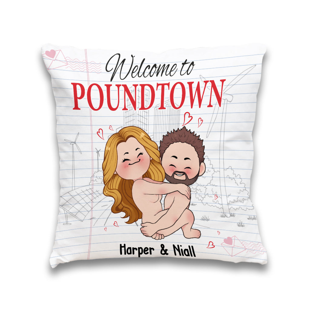 Welcome To The Poundtown Inappropriate Adult - Personalized Couple Throw Pillow