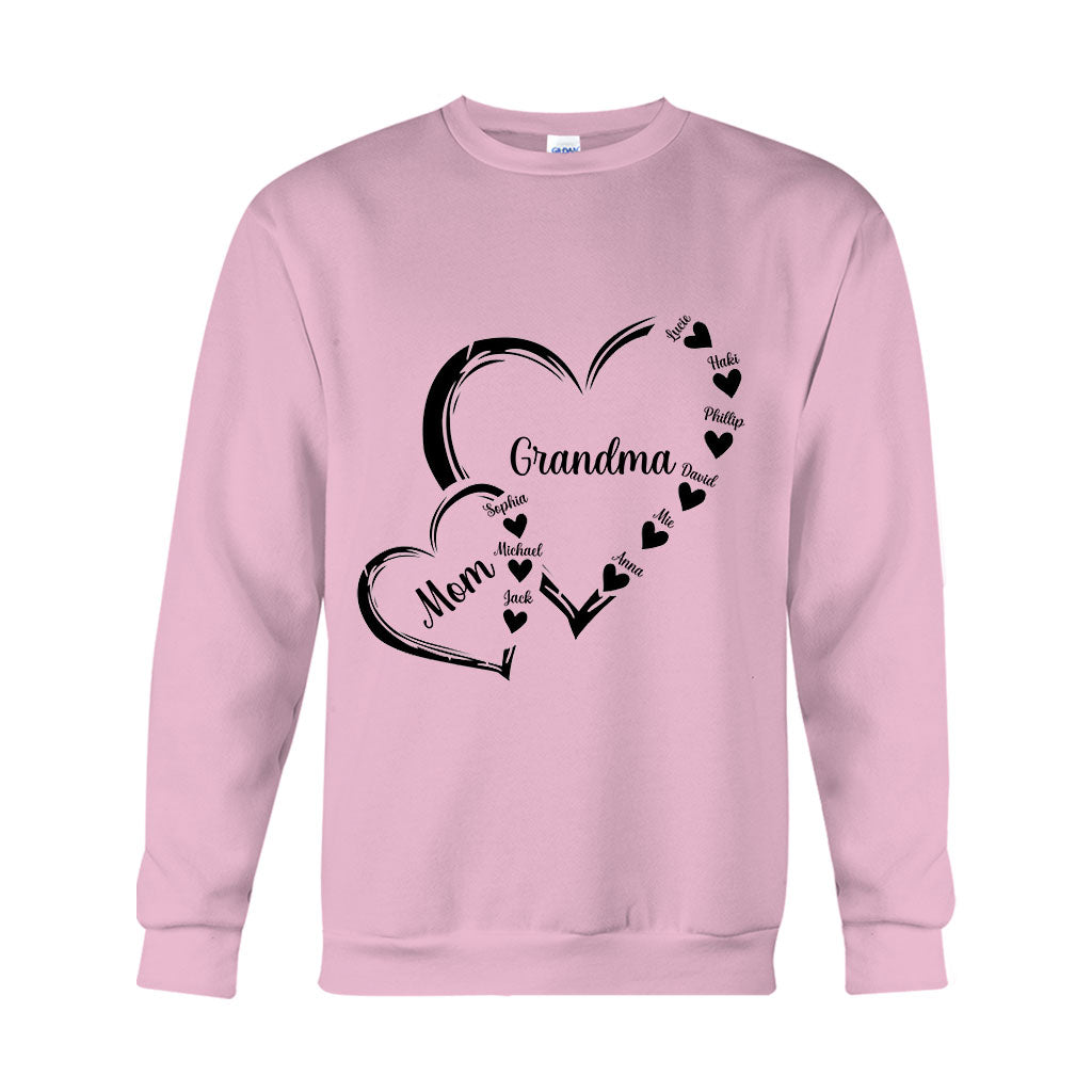 Grandma/Mom/Nana Heart - Personalized Grandma T-shirt And Hoodie