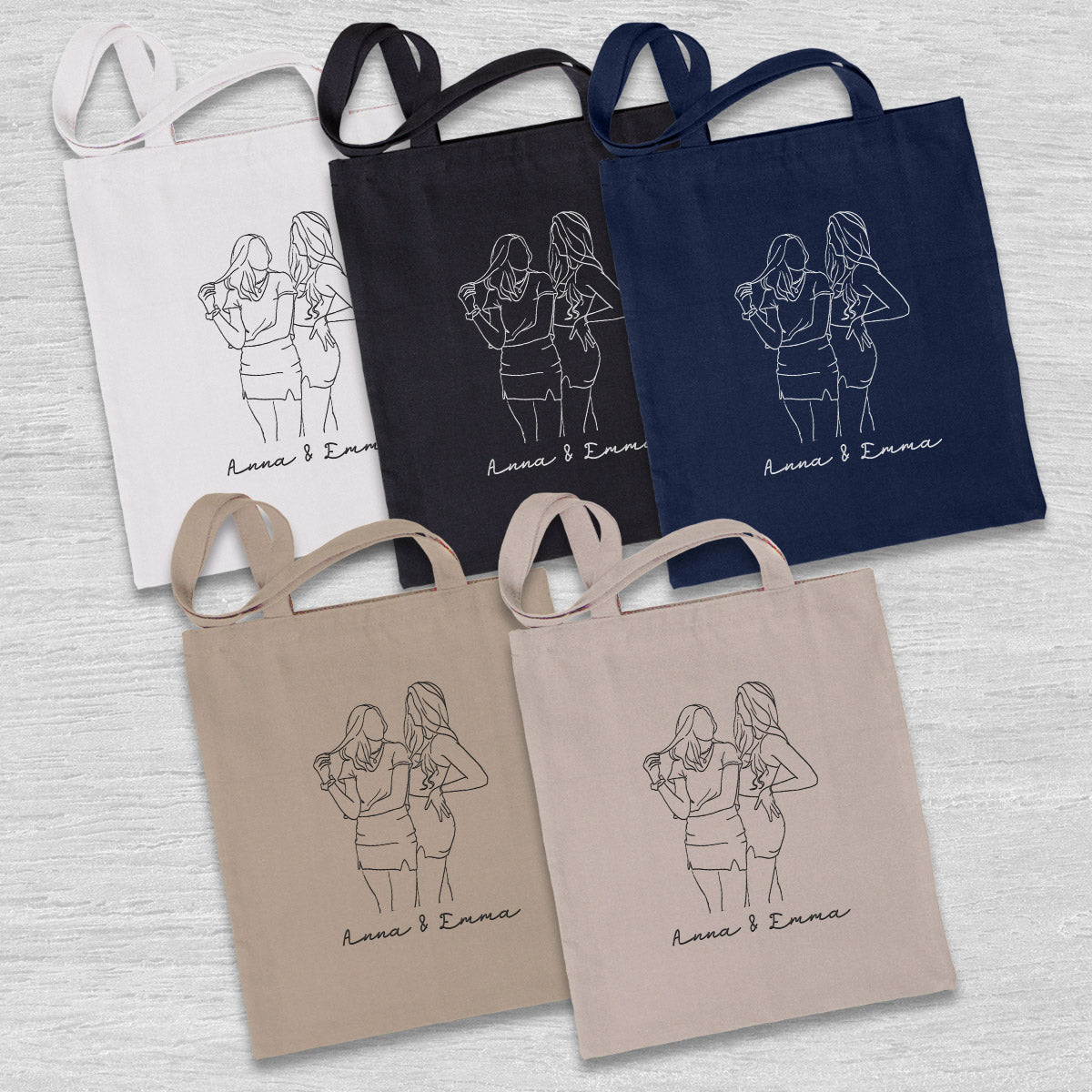 Custom Photo Line Art - Personalized granddaughter Embroidered Tote Bag