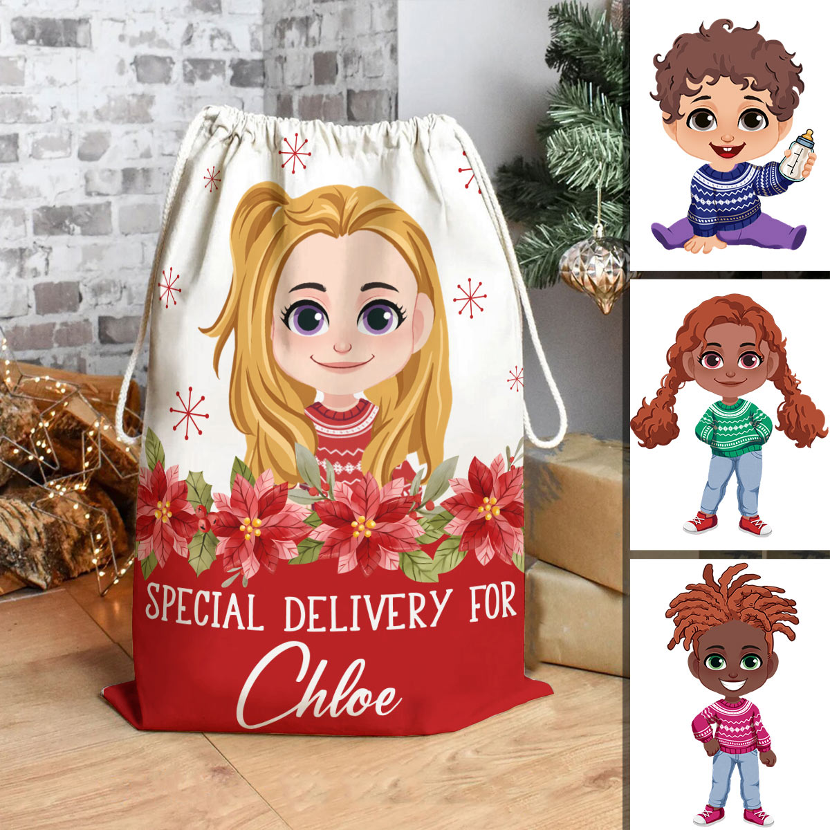 Special Delivery - Personalized Kid Drawstring Tote Bag