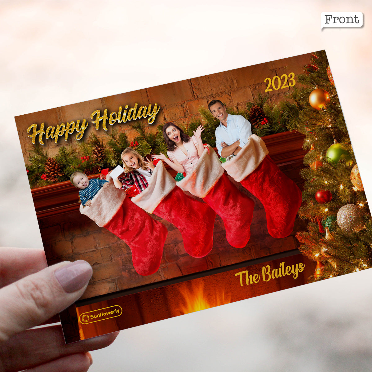 Family Stocking Stuffers Holiday Card - Personalized Family Greeting Card