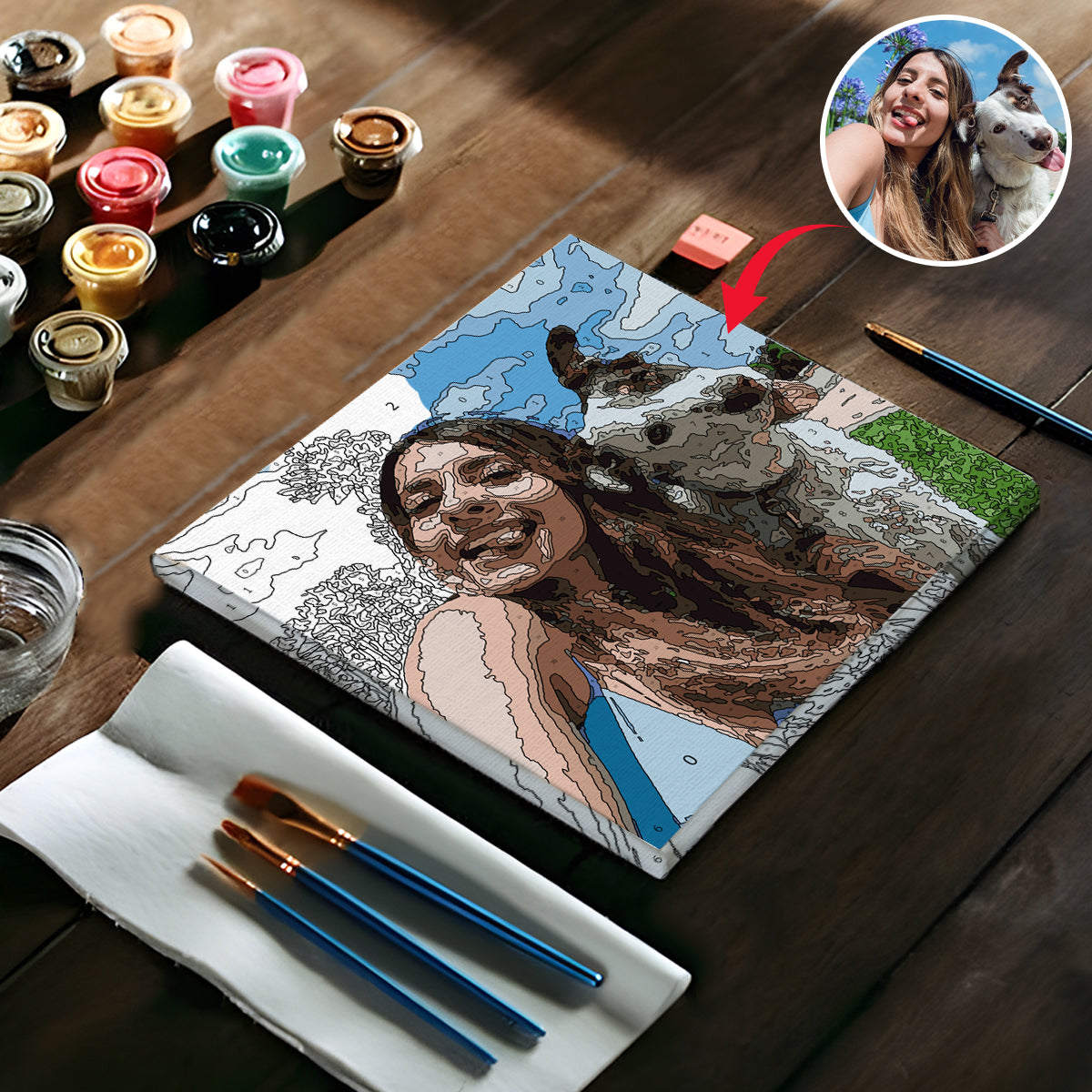 Custom Photo - Personalized Dog Paint By Numbers Kit