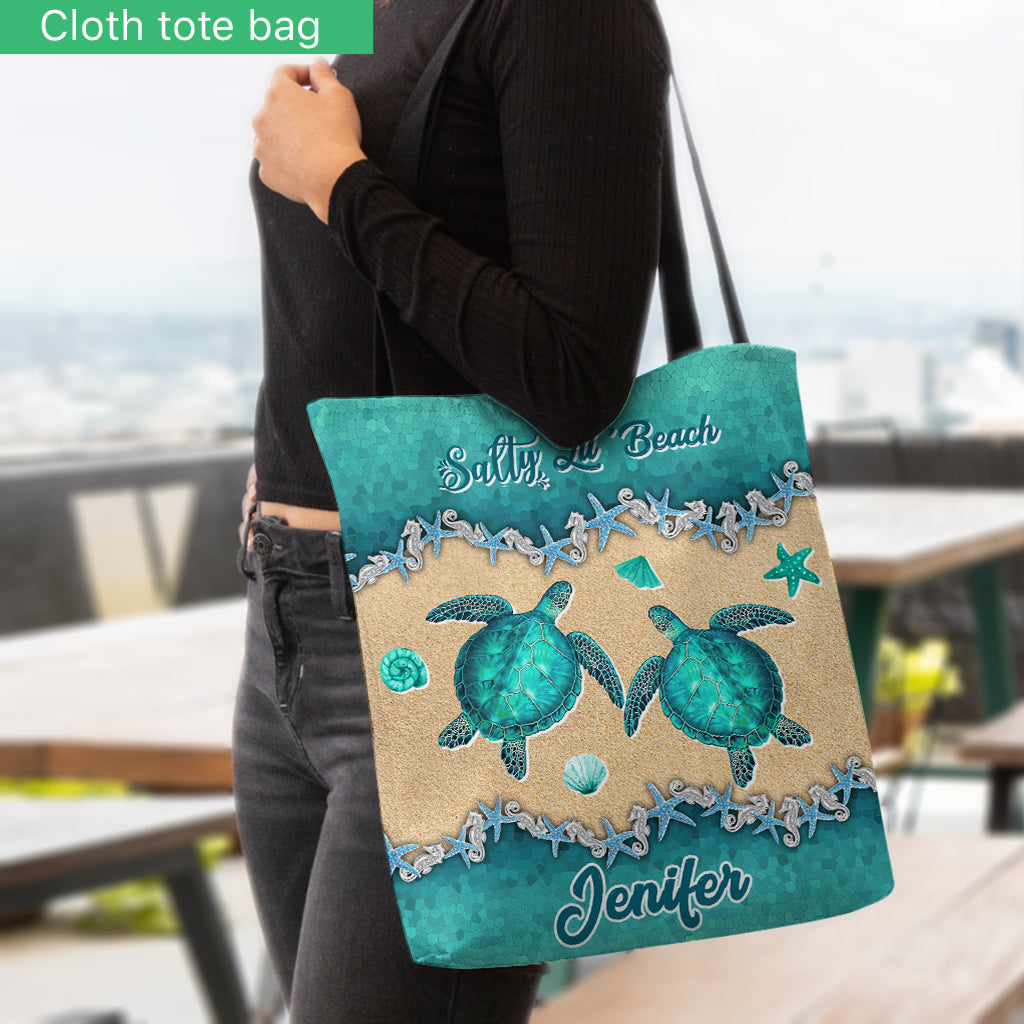 Salty Lil' Beach - Personalized Turtle Tote Bag