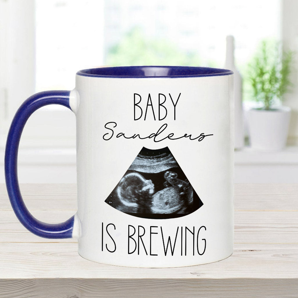 Baby Is Brewing Baby Ultrasound Photo - Pregnancy gift for wife - Personalized Accent Mug