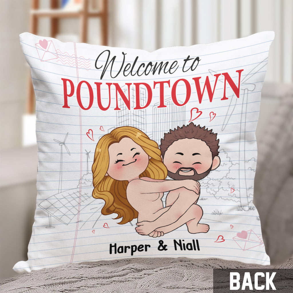 Welcome To The Poundtown Inappropriate Adult - Personalized Couple Throw Pillow