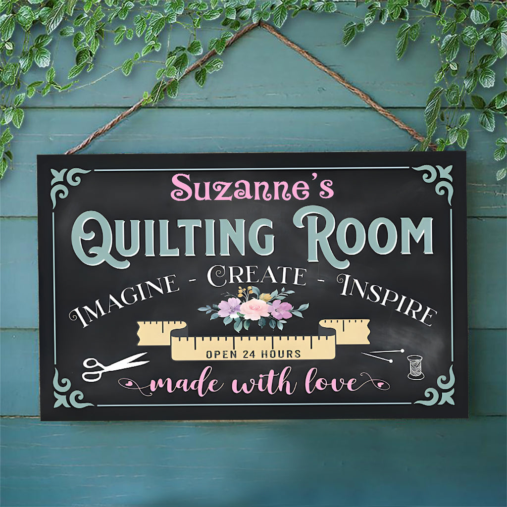 Quilting Room - Personalized Quilting Rectangle Wood Sign