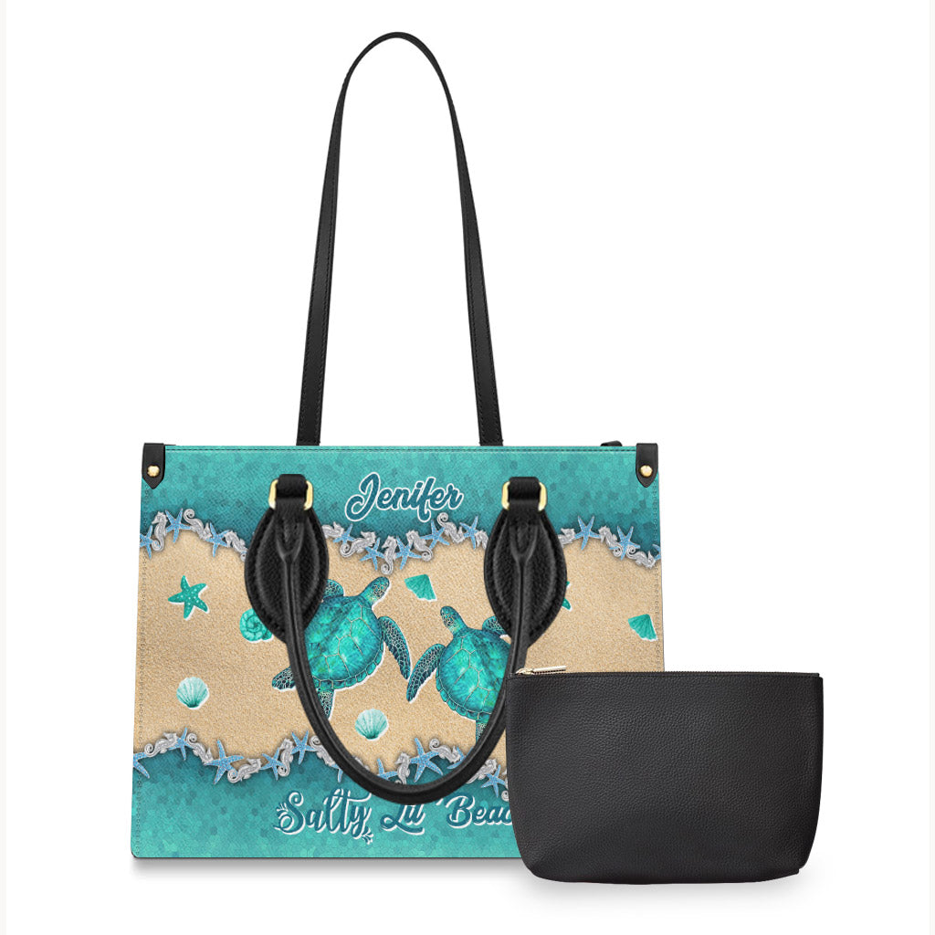 Salty Lil' Beach - Personalized Turtle Leather Handbag