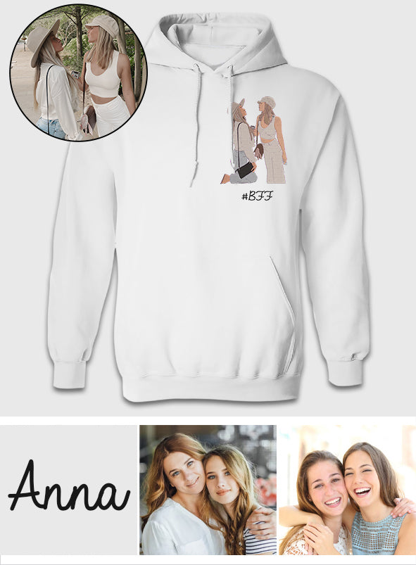 Custom 2D Photo - Personalized Bestie Embroidered Hoodie