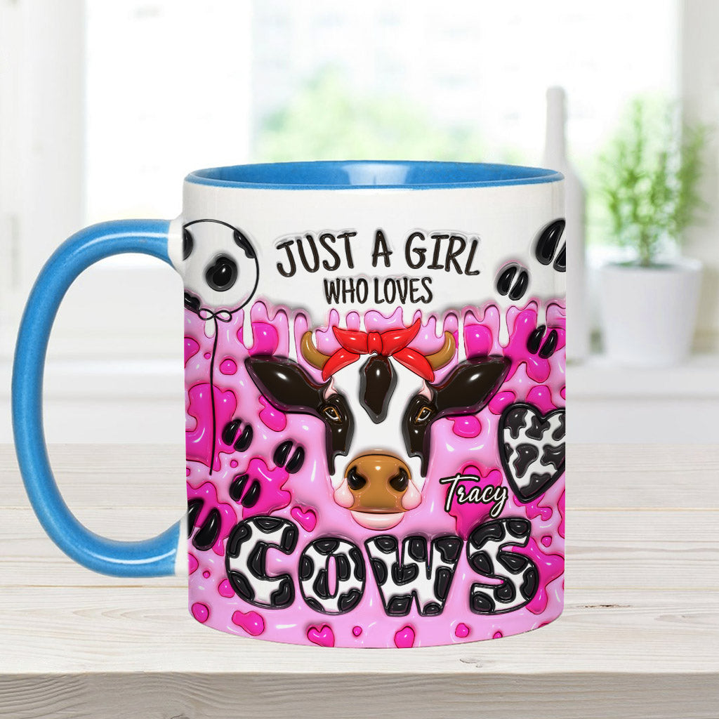 Just A Girl Who Loves Cow - Personalized Cow Accent Mug