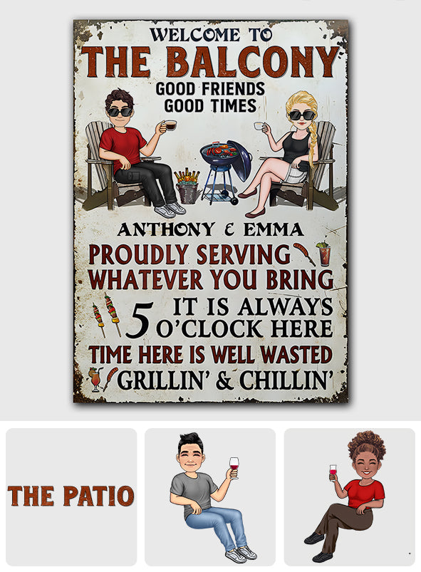 Welcome To Our Patio Bar - Personalized Backyard Rectangle Metal Sign