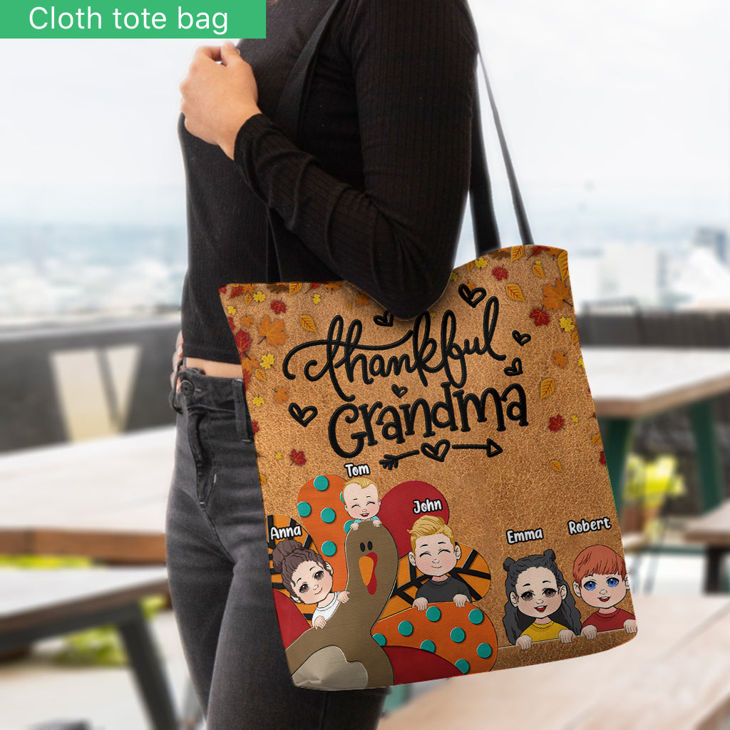 Thankful Grandma - Personalized Grandma Tote Bag | Sunflowerly